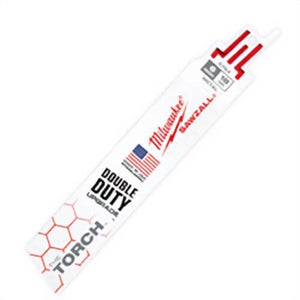 Milwaukee® Sawzall® The Torch™ 48-00-8784 Demolition Straight Back Reciprocating Saw Blade, 6 in L x 1 in W, 18 TPI, Bi-Metal Body