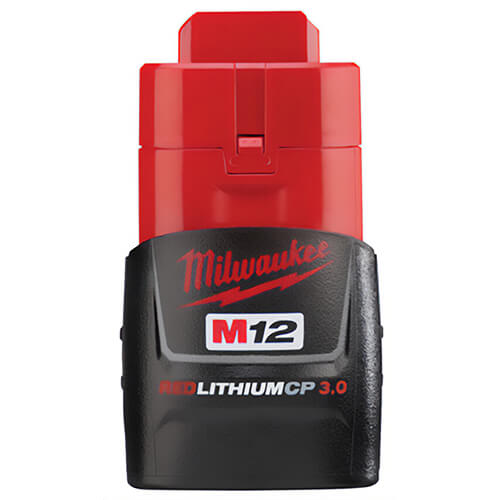 Milwaukee® M12™ Redlithium™ 48-11-2430 Compact Battery Pack, 3 Ah Li-Ion Battery, 12 VDC Charge, Use with M12™ 12 V Cordless Tools