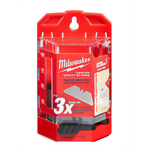 Milwaukee® 48-22-1954 50 pc Utility Knife Blade with Dispenser, Micro Carbide Metal, Round Point/Straight Edge, 2-3/8 in L x 3/4 in W Blade