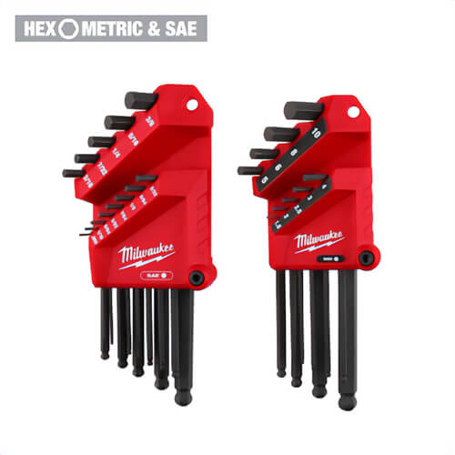 Milwaukee® 48-22-2187 22-Key Ball End L-Style Hex Key Se, SAE/Metric