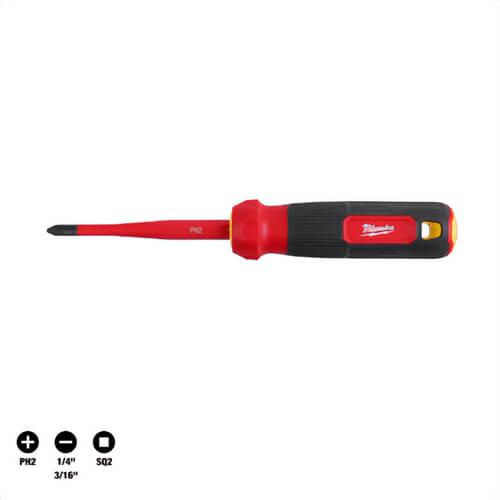 Milwaukee® 48-22-2216 4-in-1 Insulated Slim Tip Multi-Bit Screwdriver, 1,000V