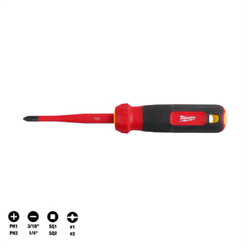 Milwaukee® 48-22-2218 8-in-1 Insulated Slim Tip Multi-Bit Screwdriver, 1,000V