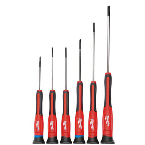 Milwaukee® 48-22-2606 Screwdriver Set, 6 pc, Plastic/Steel, Polished Chrome, 2-1/2 in L Round Shank