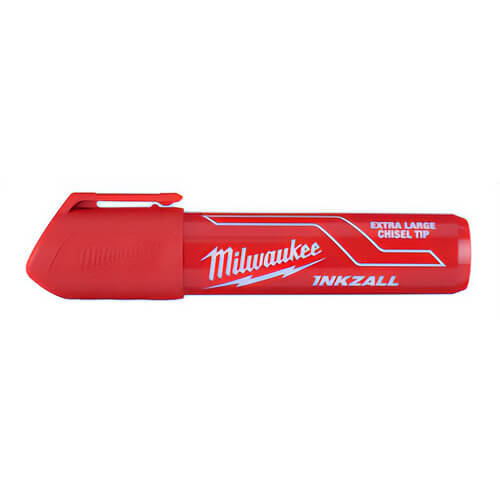 Milwaukee® 48-22-3266 Inkzall™ Permanent Marker, Extra Large Chisel Tip, Plastic, Red, 12 pc