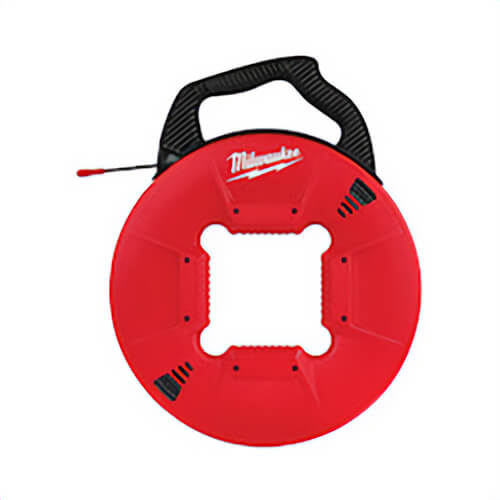 Milwaukee® 48-22-4167 Fish Tape with Non-Conductive Tip, 200 ft Tape Length, Round Profile, Polyester Tape, Black/Red