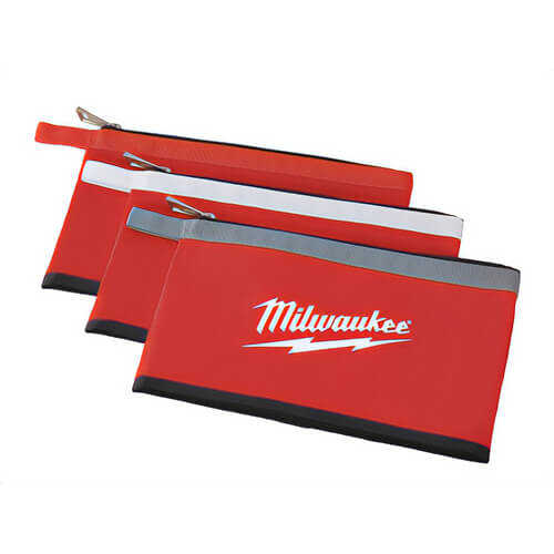 Milwaukee® 48-22-8193 Heavy Duty Zipper Pouch, #10 Canvas, Black/Red