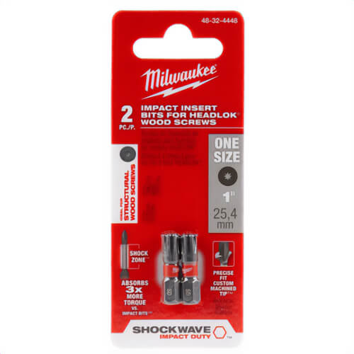 Milwaukee® 48-32-4448 ShockWave™ Insert Bits for HeadLok™ Wood Screws, 2 pk