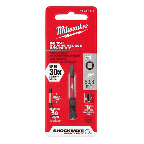 Milwaukee® 48-32-4471 ShockWave™ Impact Duty™ Impact Square Bit, SQ1 Drive, 2 in