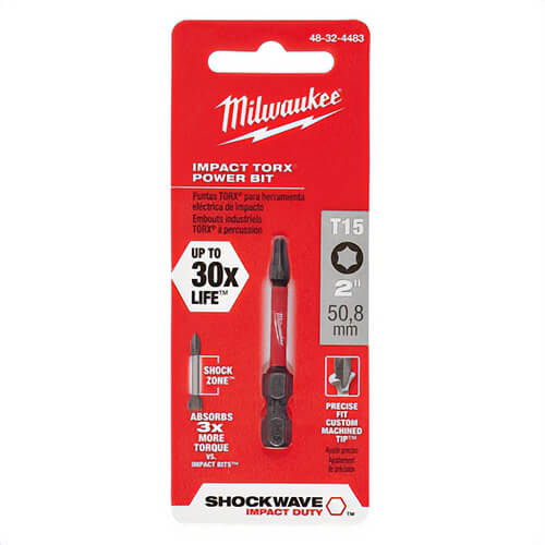 Milwaukee® 48-32-4483 ShockWave™ Impact Duty™ Impact Torx® Bit, T15 Torx® Point, 2 in