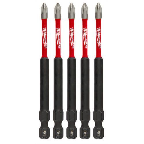 Milwaukee® 48-32-4565 ShockWave™ Impact Duty™ Impact Phillips® Bit, PH1 Phillips®, 0.3 in, 5 pk