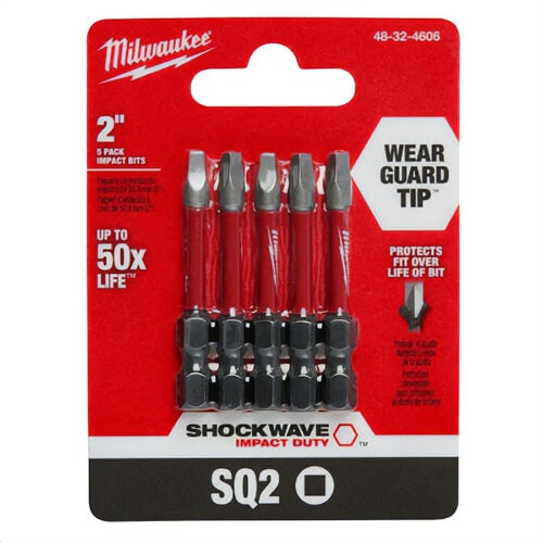 Milwaukee® 48-32-4606 ShockWave™ Impact Duty™ Impact Square Bit, SQ2 Drive, 2 in, 5 pk