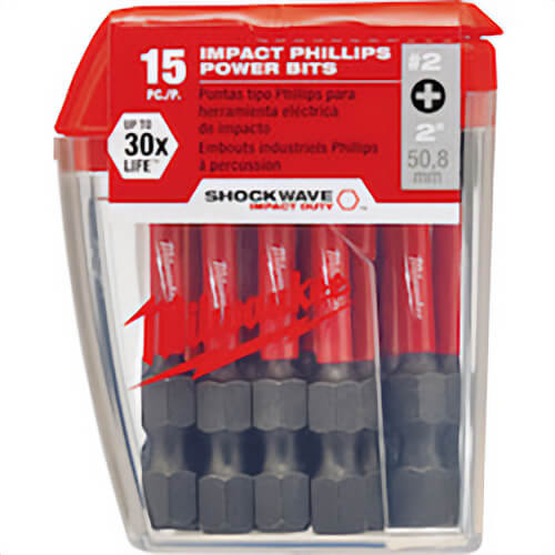 Milwaukee® Shockwave™ Impact Duty™ 48-32-5004 Impact Power Bit, #2 Phillips® Point, 2 in OAL, 1/4 in, Alloy Steel