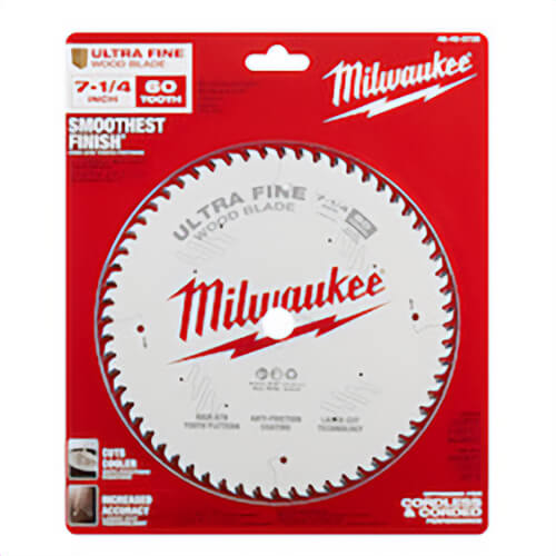 Milwaukee® 48-40-0730 Standard Framing Thin Kerf Ultra Fine Circular Saw Blade, 7-1/4 in dia x 1.05 in Thick, 5/8 in Arbor, Carbide Blade, 60 Teeth