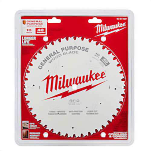 Milwaukee® 48-40-1024 General Purpose Thin Kerf Circular Saw Blade, 10 in dia x 1.05 in Thick, 5/8 in Arbor, Carbide Blade, 40 Teeth