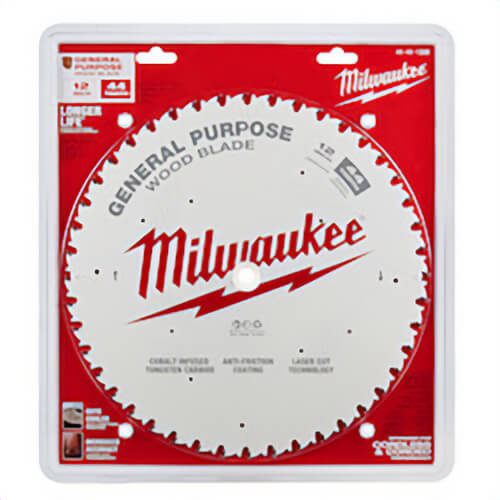 Milwaukee® 48-40-1220 General Purpose Thin Kerf Circular Saw Blade, 12 in dia x 1.05 in Thick, 1 in Arbor, Carbide Blade, 44 Teeth