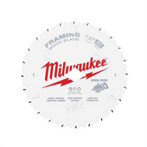 Milwaukee® 48-41-0723 Framing Worm Drive Circular Saw Blade, 7-1/4 in dia, 5/8 in Arbor, Carbide Blade, 24 Teeth