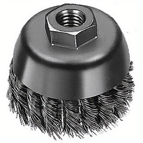 Milwaukee® 48-52-1350 Cup Brush, 4 in dia Brush, 5/8-11 Arbor Hole, 0.02 in dia Filament/Wire, Knot, Carbon Steel Fill