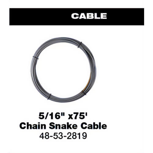 Milwaukee® 48-53-2819 Chain Snake Cable, 5/16 in x 75 ft