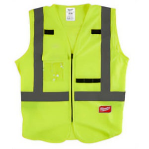 Milwaukee® 48-73-5021 Safety Vest, S/M, Hi-Viz Yellow, Polyester, Hook and Loop/Secure Zipper Closure, 10 Pockets, ANSI Class 2