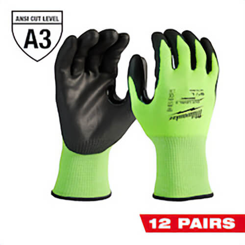 Milwaukee® 48-73-8931B High Visibility Cut-Resistant Gloves, M, Nitrile Coating, Polyurethane, Knit Cuff, Resists: Abrasion, Cut, Puncture and Tear