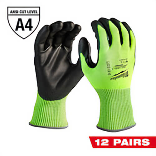 Milwaukee® 48-73-8941B High Visibility Cut-Resistant Gloves, M, Nitrile Coating, Polyurethane, Knit Cuff, Resists: Abrasion, Cut, Puncture and Tear