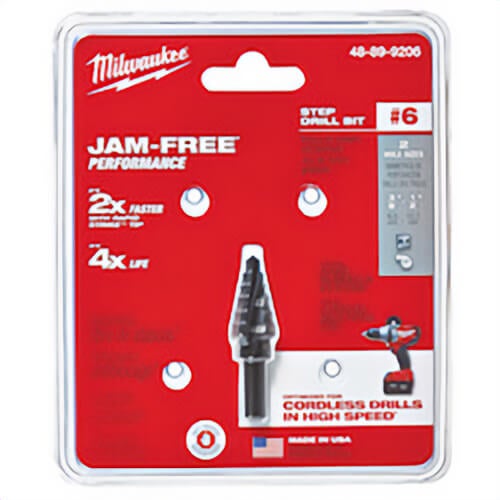 Milwaukee® 48-89-9206 Step Drill Bit, 3/8 in dia Min Hole, 1/2 in dia Max Hole, 2 Steps, HSS, 2 Hole Sizes, 1/4 in Shank
