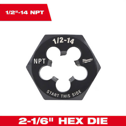 Milwaukee® 49-57-5393 Threading Die, 2-1/6 in Hex, 1/2 in - 14 NPT