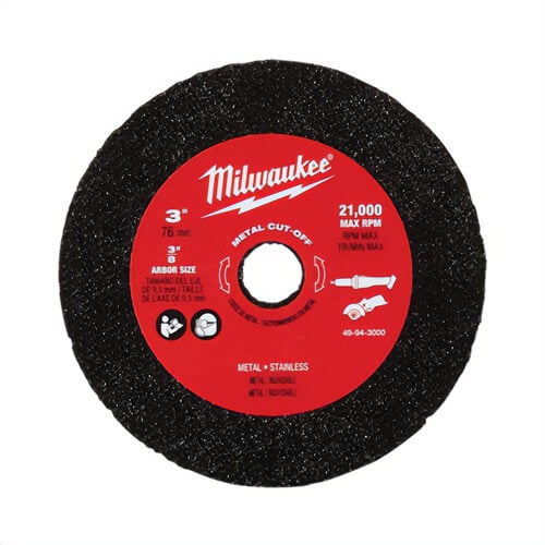 Milwaukee® 49-94-3000 Cut-Off Wheel, 3 in dia x 0.04 in thick, 3/8 in Center Hole, A60 Grit, Aluminum Oxide Abrasive