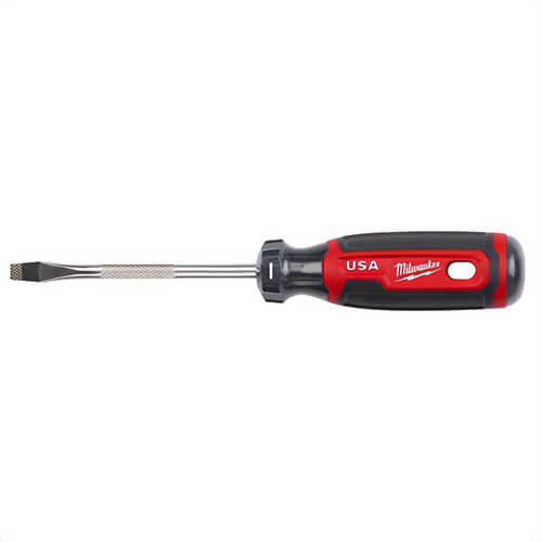 Milwaukee® MT206 Standard Screwdriver, 1/4 in Point Slotted Point, 8.3 in OAL, Acetate Handle, Chrome