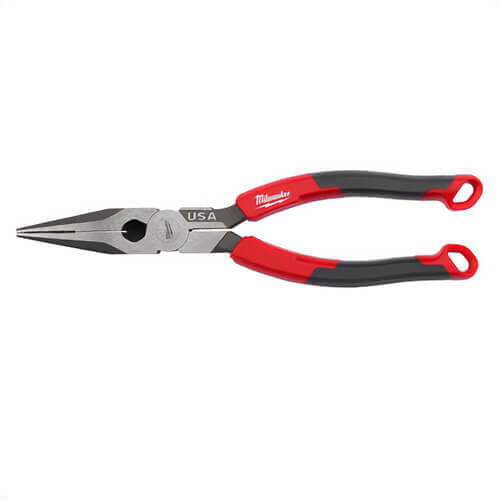 Milwaukee® MT555 Needle Nose Plier, Flat Jaw, 2-3/4 in L Jaw, 8 in OAL, 7/64 in W Tip