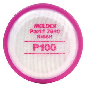 Moldex® 7940 7000 Filter Disk, For Use with 7000/7800/9000 Series Respirator, N95 Filter Class, 99.97% Filter Efficiency, Bayonet Connection, Magenta