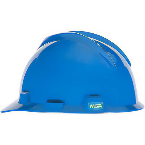 MSA Safety 475359 V-Guard Hard Hat with Ratchet, Self Adjusting, ANSI Certified, Polyethylene Shell, Blue