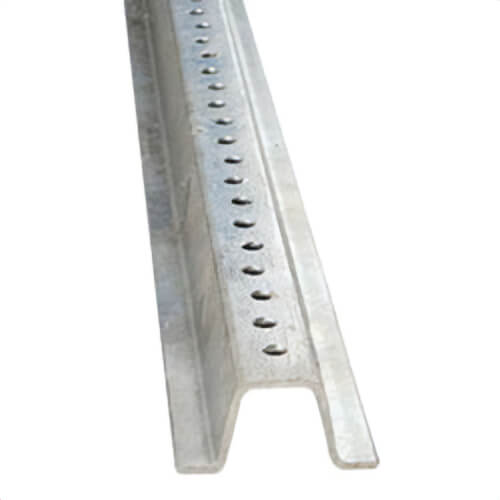 National Marker P8GV Sign Post, Steel, 8 ft, 2# Galvanized Finish, 3/8 in Holes, 1 in Center
