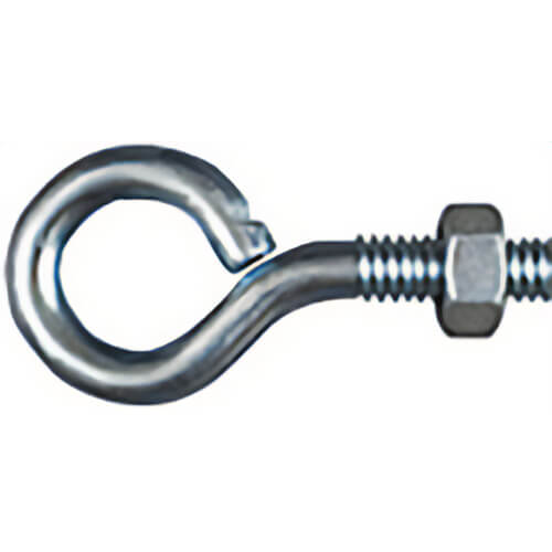 National Hardware® N221-127 Eye Bolt with Nut, 1/4 in x 4 in, Zinc Plated, Rust Resistant