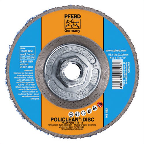 Pferd 44879 PoliClean® Plus Non-Woven Disc, Type 27, 4-1/2 in dia Disc, 10,000 rpm Max, 5 pk