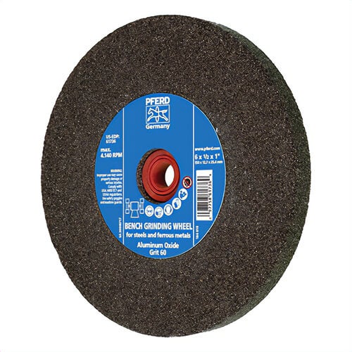 Pferd 61736 Universal Line PS-Forte Flat Bench and Pedestal Grinding Wheel, 6 in dia x 1/2 in thick