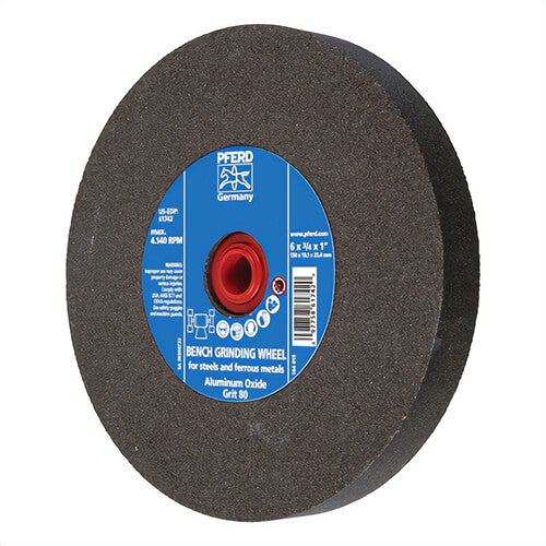 Pferd 61742 Universal Line PS-Forte Flat Bench and Pedestal Grinding Wheel, 6 in dia x 3/4 in thick