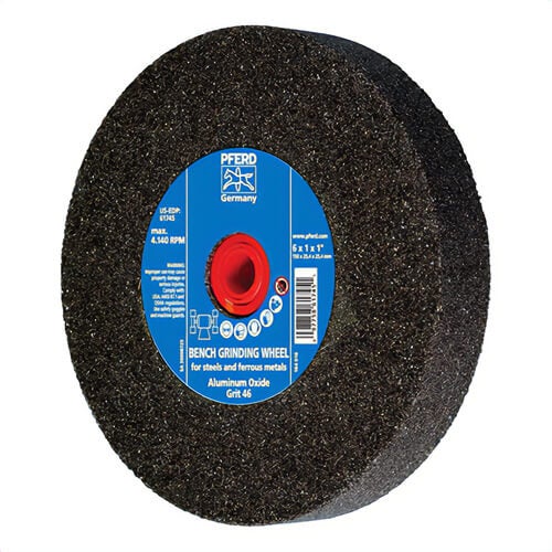 Pferd Universal Line PS-Forte 61745 Universal Line PS-Forte Flat Bench and Pedestal Grinding Wheel, 6 in dia x 1 in Thick, 1 in Center Hole