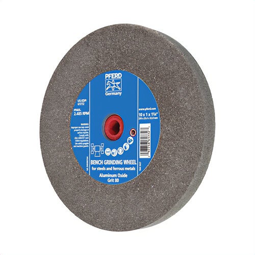 Pferd 61772 Universal Line PS-Forte Flat Bench and Pedestal Grinding Wheel, 10 in dia x 1 in Thick, 1-1/4 in Center Hole, 80 grit
