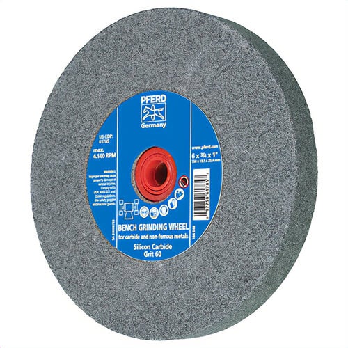 Pferd Universal Line PS-Forte 61785 Universal Line PS-Forte Flat Bench and Pedestal Grinding Wheel, 6 in dia x 3/4 in Thick, 1 in Center Hole