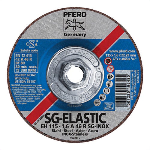 Pferd 63187 Performance Line SG Depressed Center Cut-Off Wheel, 4-1/2 in dia x 0.045 in thick, 46 Grit, Aluminum Oxide Abrasive