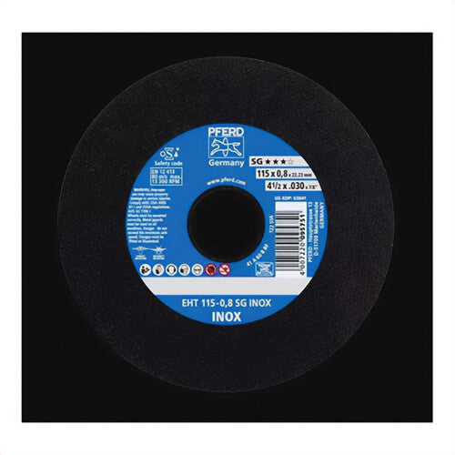 Pferd 63641 Cut-Off Wheel, Performance Line SG, Flat Fast Cutting, 4-1/2 in dia, 0.03 in Thick, 7/8 in Center Hole, A46R grit