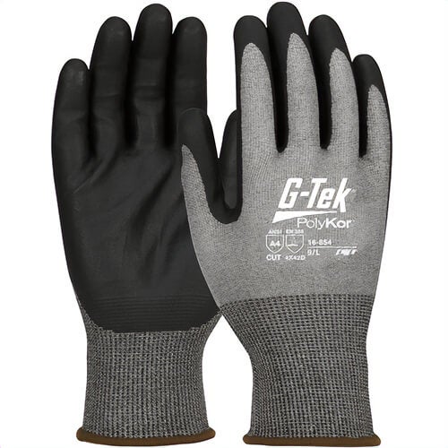 G-Tek® 16-854/XL PolyKor® Foam Grip Cut-Resistant Gloves, XL, Nitrile Coating, Nitrile/PolyKor®, Knit Wrist Cuff
