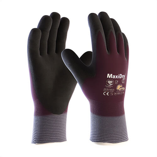 PIP® 56-451/M ATG® MaxiDry® Zero™ Insulated Gloves, Coated, Seamless Knit/Microfoam Grip Style, Medium, Lycra®/Nitrile Palm