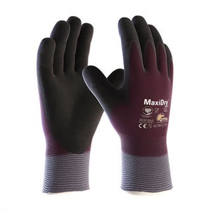 PIP® 56-451/XL MaxiDry® Zero™ 56-451 Gloves, Seamless Style, XL, Nitrile Palm, Nylon/Lycra®, Black/Purple, Knit Wrist Cuff