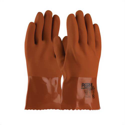 PIP® 58-8650/XL PermFlex® Chemical-Resistant Gloves, XL, Cotton/PVC, Orange, 10 in L, Resists: Abrasion, Cut, Cold