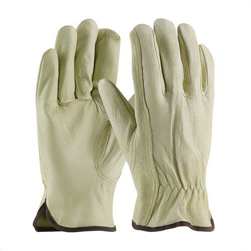 PIP® 994K/L Unisex General Purpose Gloves, Drivers/Work, Gunn Cut/Keystone Thumb Style, Large, Grain Pigskin Leather Palm