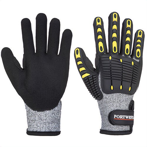 Portwest A722G8RXXXL Anti Impact Cut Resistant Glove, Cut Level A4, Gray/Black, 3XL