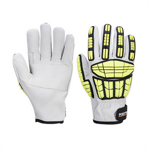 Portwest A745GRRXXXL Impact Pro Cut Glove, Leather, Reinforced Palm, 480°F Heat Protection, Cut Level A6, Gray, 3XL