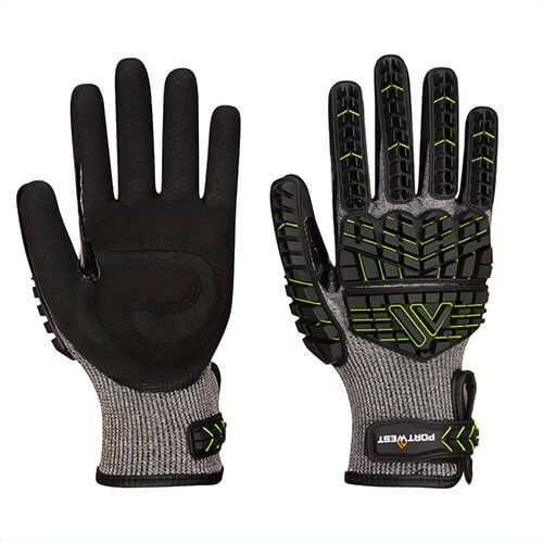 Portwest A755K3RXXL VHR15 Nitrile Foam, Impact Glove, Cut Level A7, Black/Green, 2XL